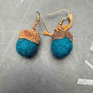 Handmade wool acorn earrings